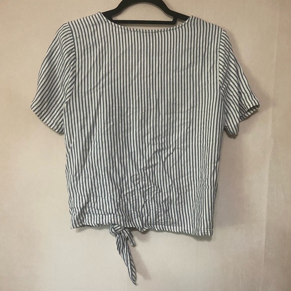 Madewell EUC novel stripe tie front v neck top size XS relaxed fit casual - Picture 3 of 5